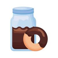 Donut doce com ícone de estilo detalhado de creme de chocolate vetor