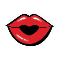 boca pop art fechada beijando ícone de estilo de preenchimento vetor