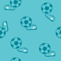 desatado padronizar com futebol bolas em uma verde campo. desenhado à mão futebol bolas e futebol listrado Relva campo. vetor ilustração para a Projeto do Esportes cartazes, faixas e Projeto