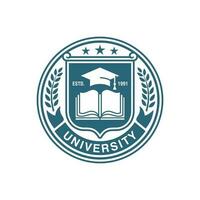 Educação crachá logotipo Projeto. universidade Alto escola emblema. vetor logotipo modelo
