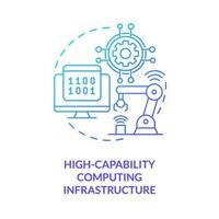 Alto capacidade Informática a infraestrutura azul gradiente conceito ícone. governamental isto financiamento abstrato idéia fino linha ilustração. isolado esboço desenhando vetor