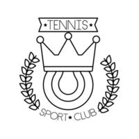 esporte bola tênis com ícone de estilo de linha de coroa e coroa vetor