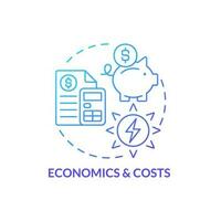 economia e custos do casa renovável energia azul gradiente conceito ícone. natural eletricidade finança abstrato idéia fino linha ilustração. isolado esboço desenhando vetor