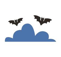 morcegos de halloween voando com nuvens vetor