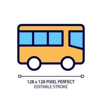 público transporte pixel perfeito rgb cor ícone. cidade pendulares. ônibus transporte. Cidade a infraestrutura. treinador Serviços. isolado vetor ilustração. simples preenchidas linha desenho. editável acidente vascular encefálico