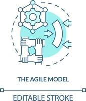 ágil modelo turquesa conceito ícone. tecnologia e rede. fornecem cadeia tipo abstrato idéia fino linha ilustração. isolado esboço desenho. editável acidente vascular encefálico vetor