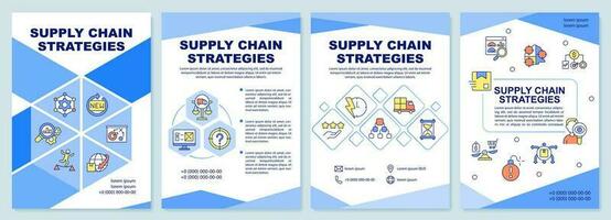 fornecem cadeia estratégias azul folheto modelo. gerenciamento. folheto Projeto com linear ícones. editável 4 vetor layouts para apresentação, anual relatórios