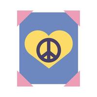 cartaz com o símbolo da paz no ícone de estilo simples de coração vetor