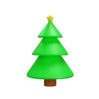 3d render ilustração do Natal árvores com ouro estrela. decoração elemento para inverno ou verão temporadas. realista plantar para parque. vetor ilustração gostar decoração símbolo dentro argila, plástico estilo