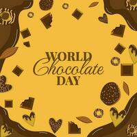 mundo chocolate dia, ilustração Projeto do cumprimento poster ou social meios de comunicação postar para mundo chocolate dia vetor