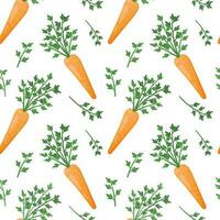 vetor desatado verão padronizar. realista brilhante imagens do fresco cenouras com exuberante batwa. crescendo legumes e saudável Comida dentro a jardim fundo.