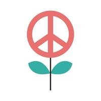 símbolo da paz na linha de flores e ícone de estilo de preenchimento vetor