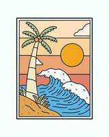 verão Tempo em a de praia tema. a ondas e a coco vetor ilustração para adesivo, poster, t camisa e de outros