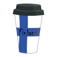 café copo com uma bandeira Finlândia. vetor