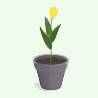 tulipa dentro uma Panela em verde fundo. vetor