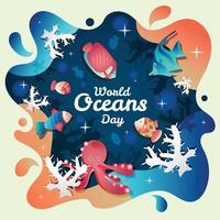 dia mundial dos oceanos com modelo animal vetor