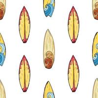 pranchas de surf padrão sem emenda esboço desenhado à mão fundo tipografia design ilustração vetorial vetor
