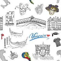 veneza itália padrão sem emenda mão desenhada esboço doodle desenho ilustração vetorial vetor