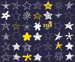 desenho de estrela doodles conjunto ilustração vetorial desenhada à mão isolada vetor