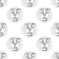 esporte troféu padrão sem emenda esboço doodle desenhado à mão vencedores prêmio isolado vetor