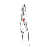 grandes vermelho unhas mão desenhado gesto esboço vetor ilustração linha arte
