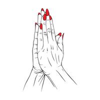 grandes vermelho unhas mão desenhado gesto esboço vetor ilustração linha arte