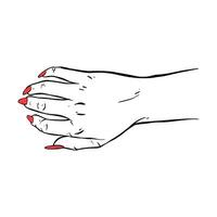 grandes vermelho unhas mão desenhado gesto esboço vetor ilustração linha arte