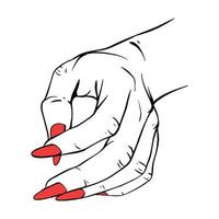 grandes vermelho unhas mão desenhado gesto esboço vetor ilustração linha arte