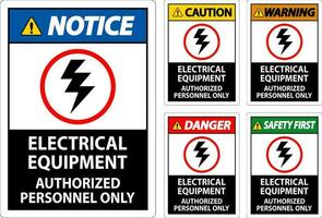 elétrico segurança placa perigo, elétrico equipamento autorizado pessoal só vetor