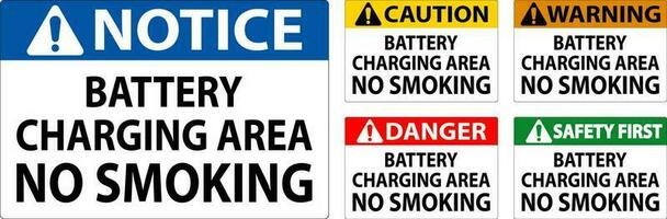 Perigo placa bateria cobrando área, não fumar vetor