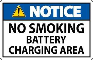 aviso prévio placa bateria armazenamento área não fumar vetor