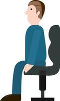 desenho animado personagem do uma homem de negocios sentado em cadeira. vetor