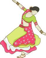 personagem do uma dançando mulher dentro indiano roupas. vetor