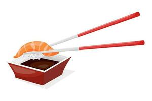 vetor plano desenho animado ilustração do Sushi e molho tigela.