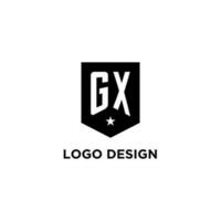 gx monograma inicial logotipo com geométrico escudo e Estrela ícone Projeto estilo vetor