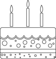 Preto linha arte decorado bolo com queimando velas. vetor