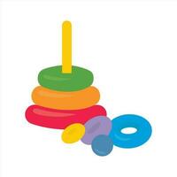desmontado crianças colorida plástico brinquedo. construção pilha acima anel torre. vetor