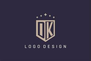 dk inicial escudo logotipo ícone geométrico estilo Projeto vetor