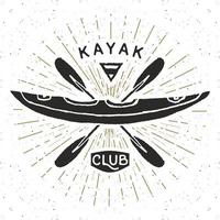 rótulo vintage kayak club, esboço desenhado à mão, distintivo retro texturizado grunge, impressão de t-shirt de design tipográfico, ilustração vetorial vetor