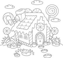 coloração livro para crianças. casa dentro a jardim. vetor ilustração
