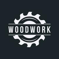 madeira Serra Prêmio logotipo modelo Projeto com vintage carpintaria ferramentas.logotipo para negócios, carpintaria, lenhador, rótulo, distintivo. vetor