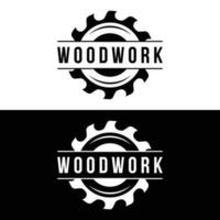 madeira Serra Prêmio logotipo modelo Projeto com vintage carpintaria ferramentas.logotipo para negócios, carpintaria, lenhador, rótulo, distintivo. vetor