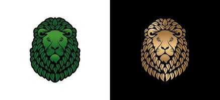 luxo natural leão logotipo projeto, vetor ilustração do leão cabeça com juba do folhas