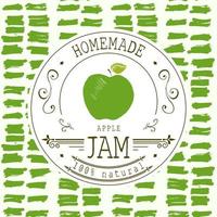 modelo de design de etiqueta de atolamento. para maçã sobremesa produto com mão desenhada esboçado frutas e plano de fundo. ilustração da marca da ilustração do doodle do vetor da maçã