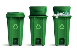 verde Lixo baldes conjunto vetor