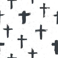 cruz símbolos padrão sem emenda grunge desenhado à mão cruzes cristãs, ícones de sinais religiosos, ilustração em vetor símbolo crucifixo