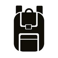 ícone de estilo de silhueta de equipamento de mochila escolar vetor