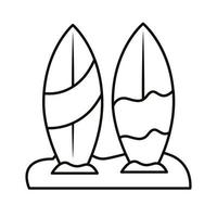 ícones de estilo de linha de pranchas de surf vetor