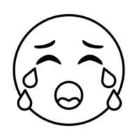 Ícone de estilo de linha clássica de rosto emoji chorando vetor