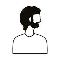 jovem com ícone de estilo de linha de personagem de avatar de perfil de barba vetor